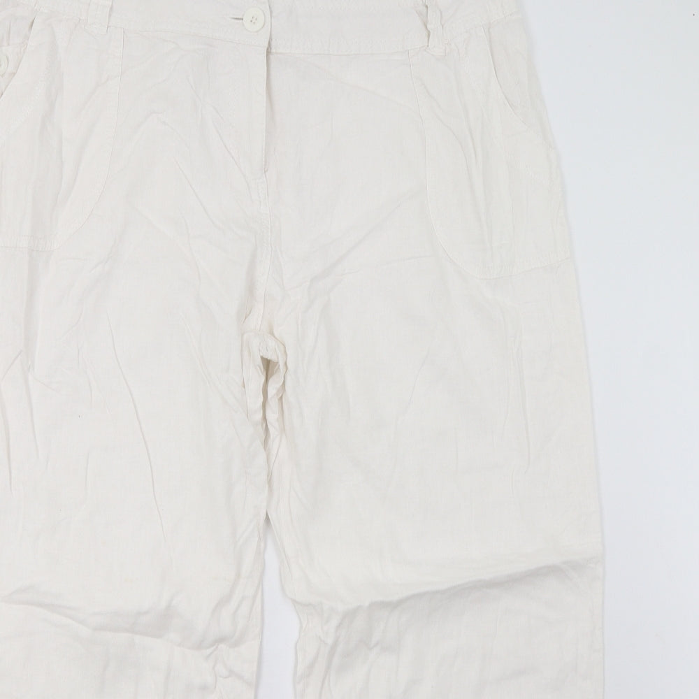 M&S Womens White   Trousers  Size 22 L30 in