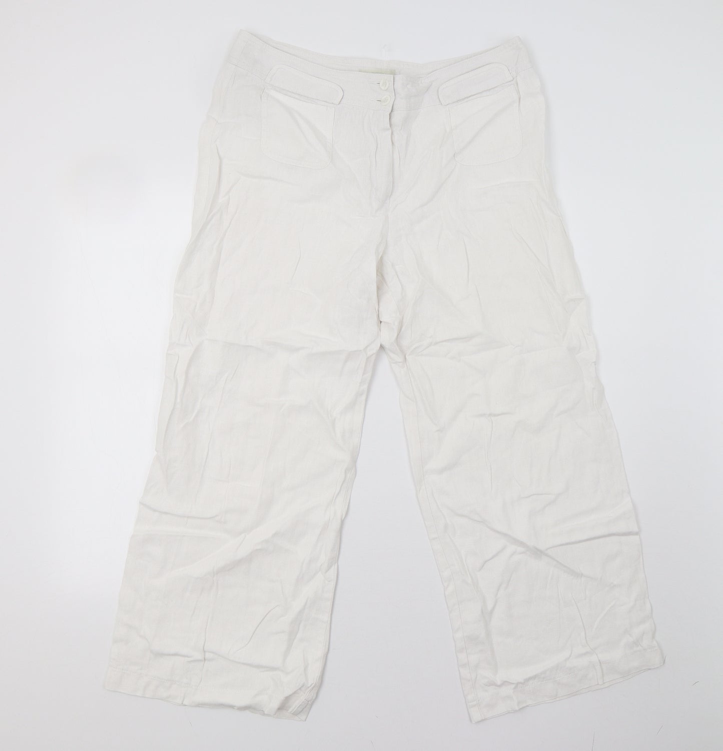 m&s Womens White   Trousers  Size 16 L27 in - Short