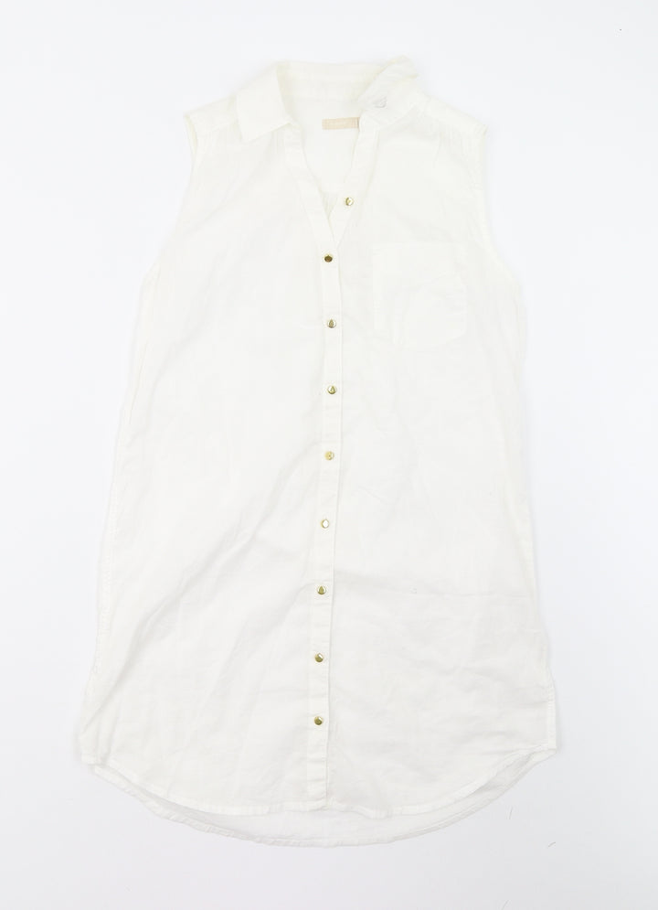 B. Young Womens Ivory   Shirt Dress  Size 8
