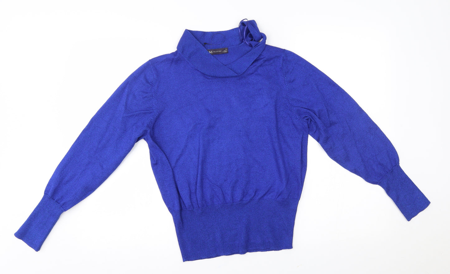 M&S Womens Blue   Pullover Jumper Size 14  - sash