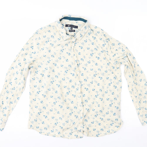 CCC Womens Ivory Floral  Basic Button-Up Size 14  - boyfriend fit