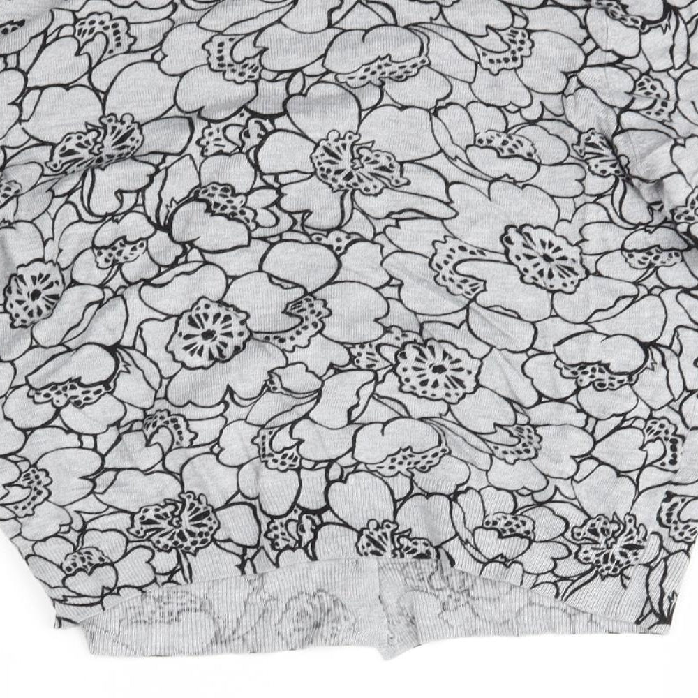 M&S Womens Grey Floral  Cardigan Jumper Size 12