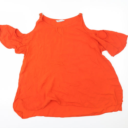 Peacocks Womens Orange   Basic Blouse Size 14  - open shoulders