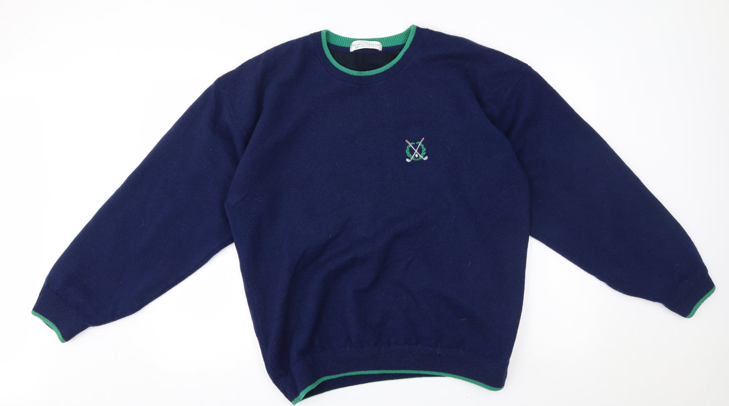 M&S Mens Blue   Pullover Jumper Size S