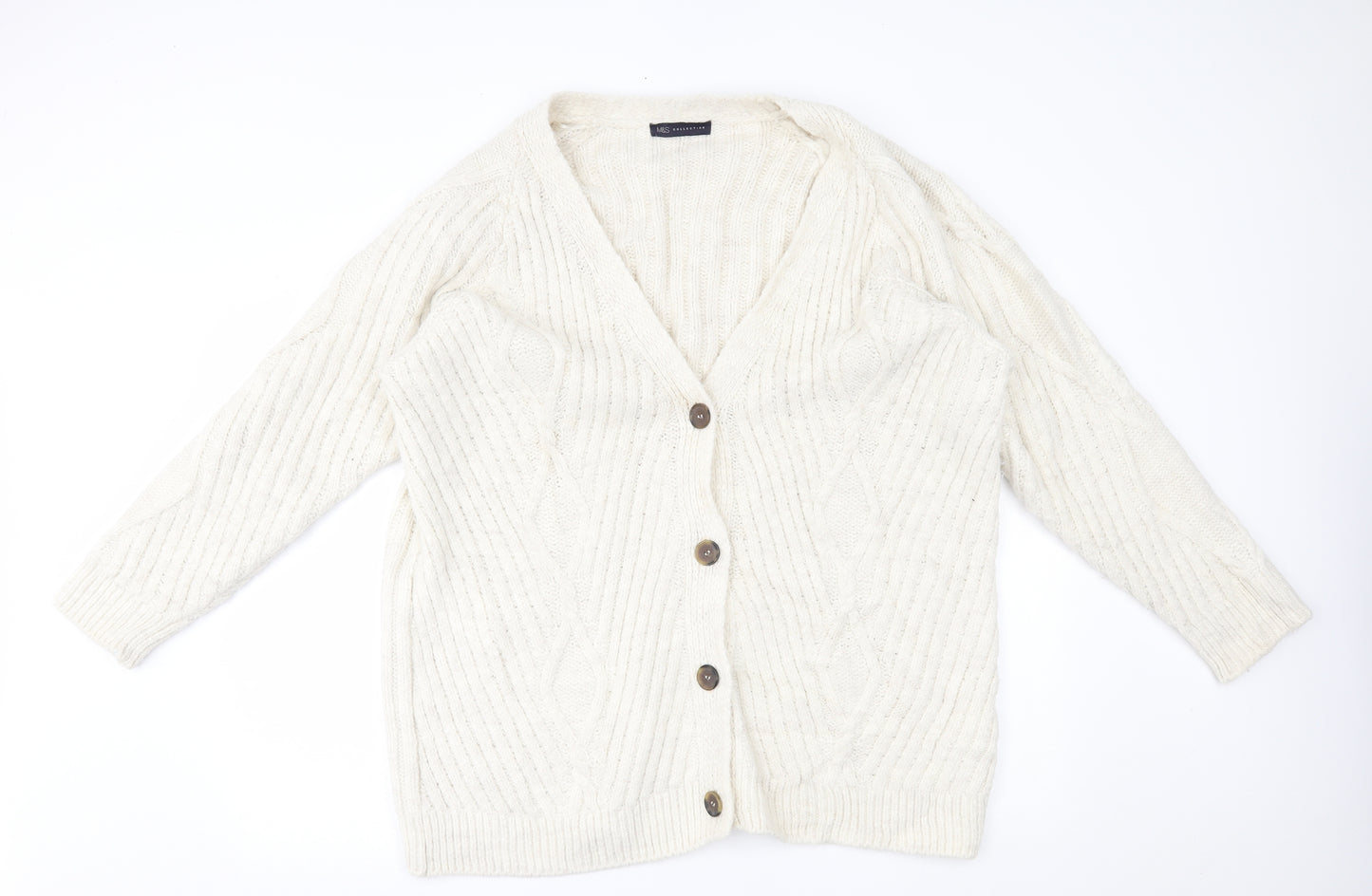 M&S Womens White   Cardigan Jumper Size XL