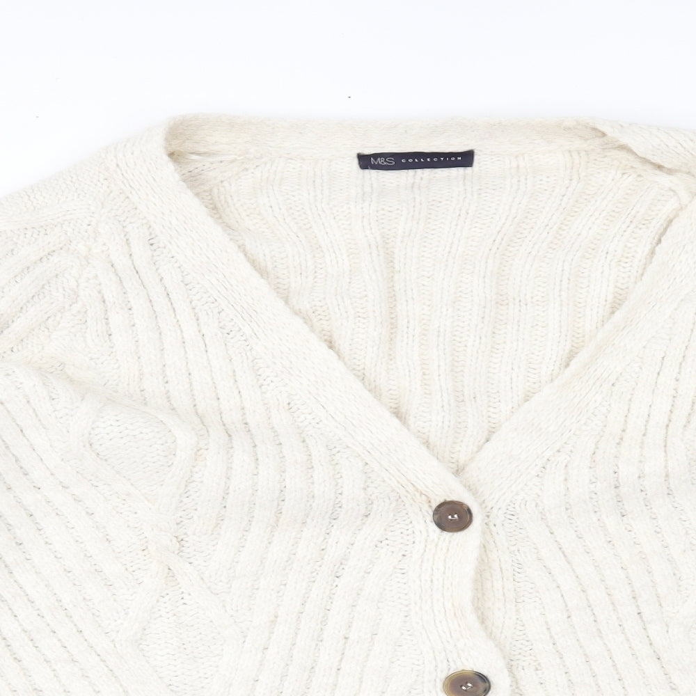 M&S Womens White   Cardigan Jumper Size XL
