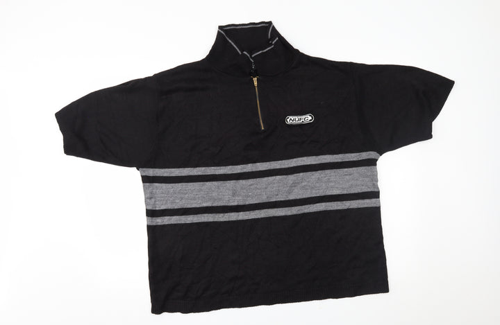 Newcastle United Mens Black Striped Pullover Jumper Size L