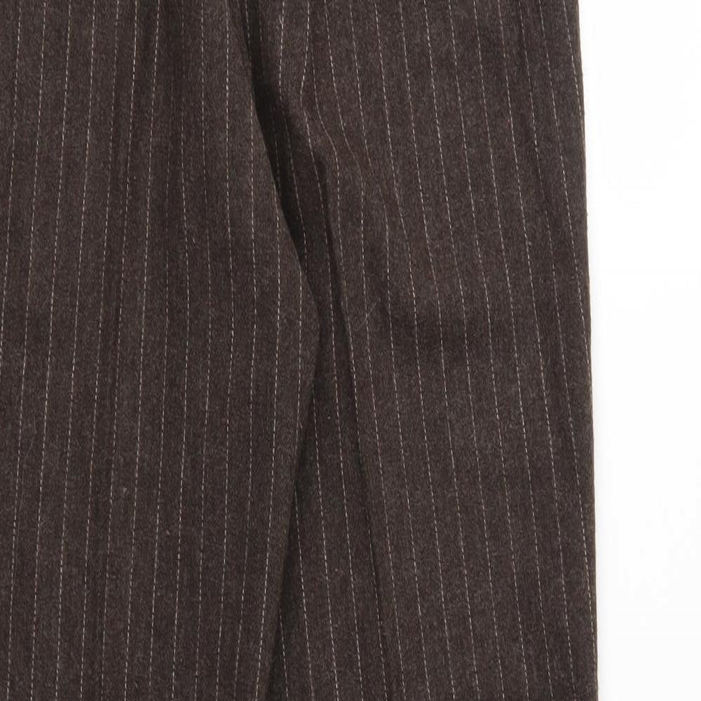 M&S Womens Brown Striped  Trousers  Size 14 L27 in