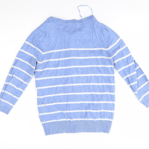 F&F Womens Blue Striped  Cardigan Jumper Size 6