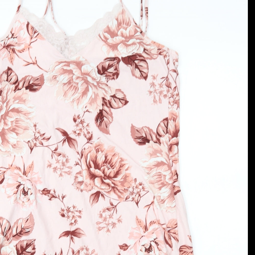 Primark Womens Pink Floral  Basic Tank Size M  - LOUNGEWEARv