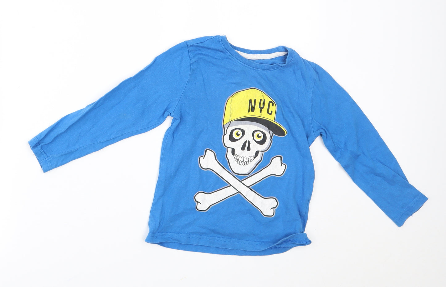 Rebel Boys Blue   Basic T-Shirt Size 3-4 Years  - skull