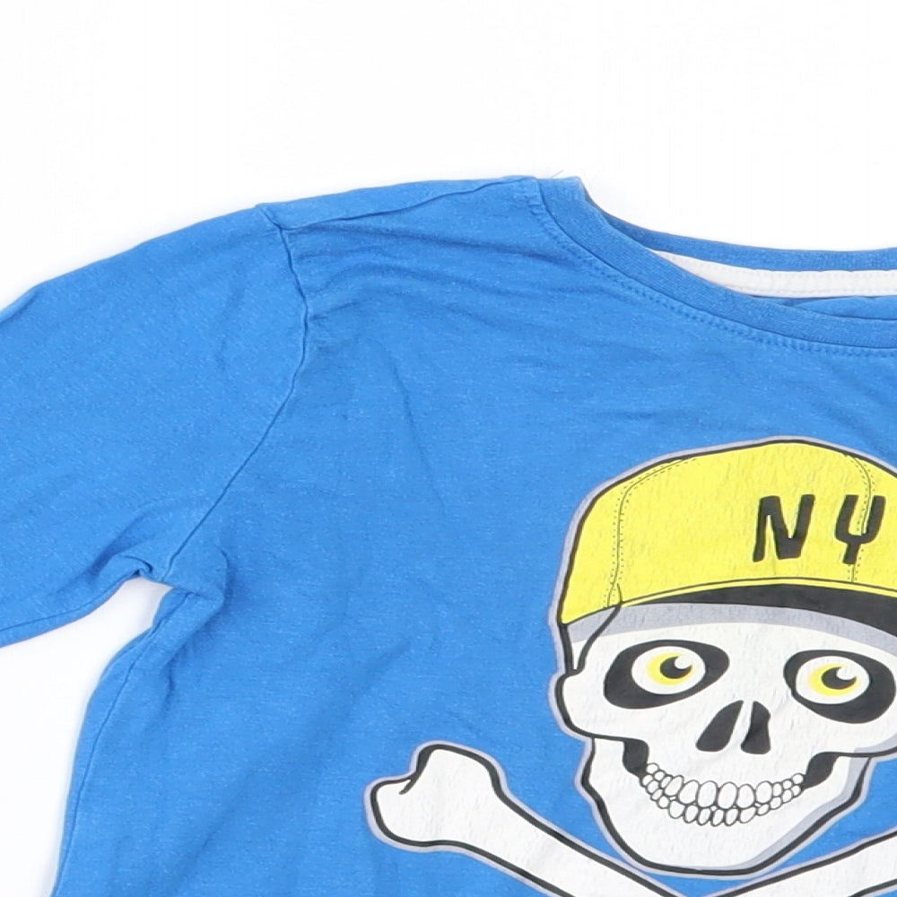 Rebel Boys Blue   Basic T-Shirt Size 3-4 Years  - skull