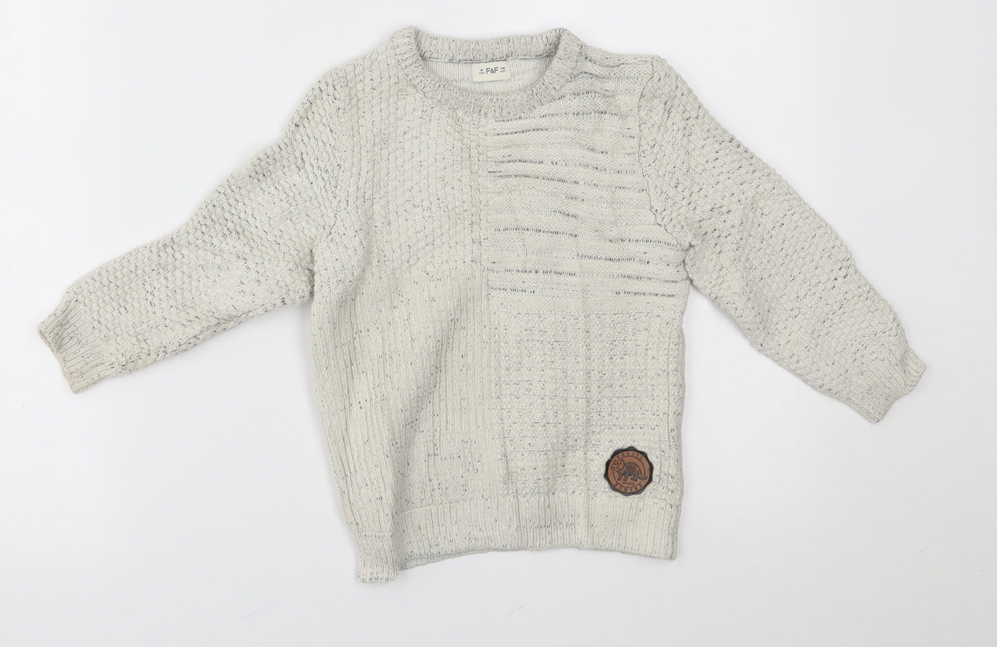 F&F Boys Grey   Pullover Jumper Size 4-5 Years