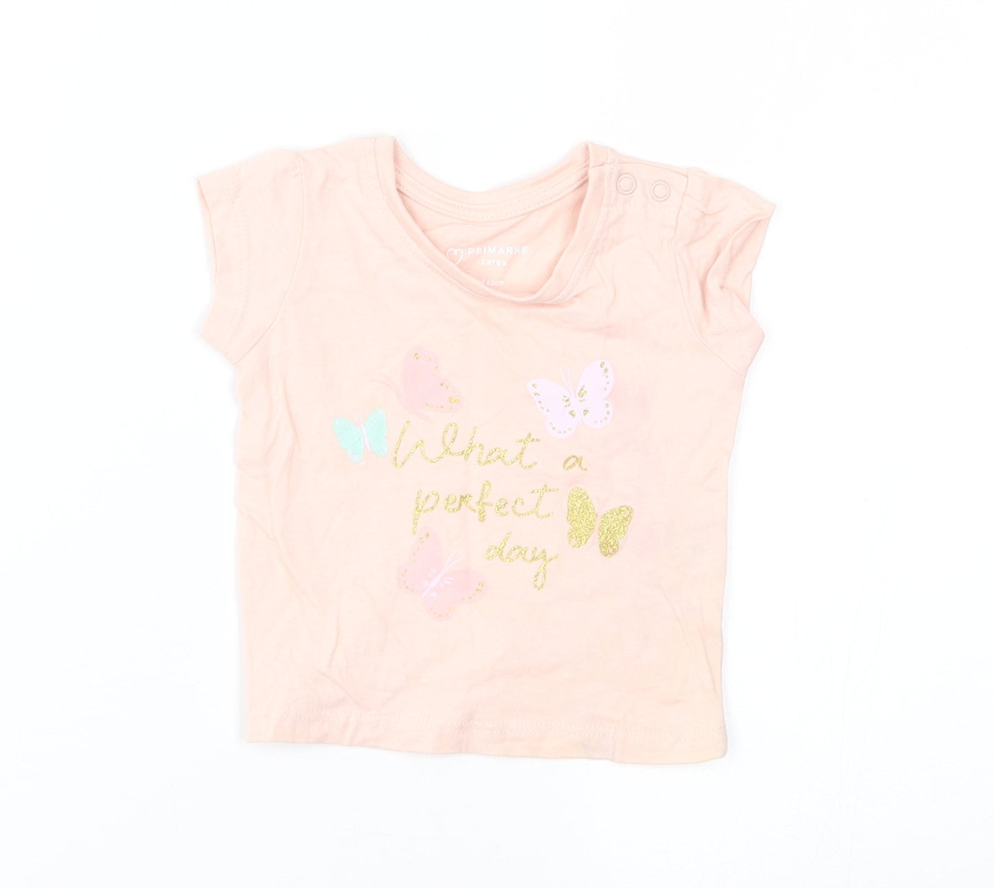 Primark Girls Pink   Basic T-Shirt Size 0-3 Months
