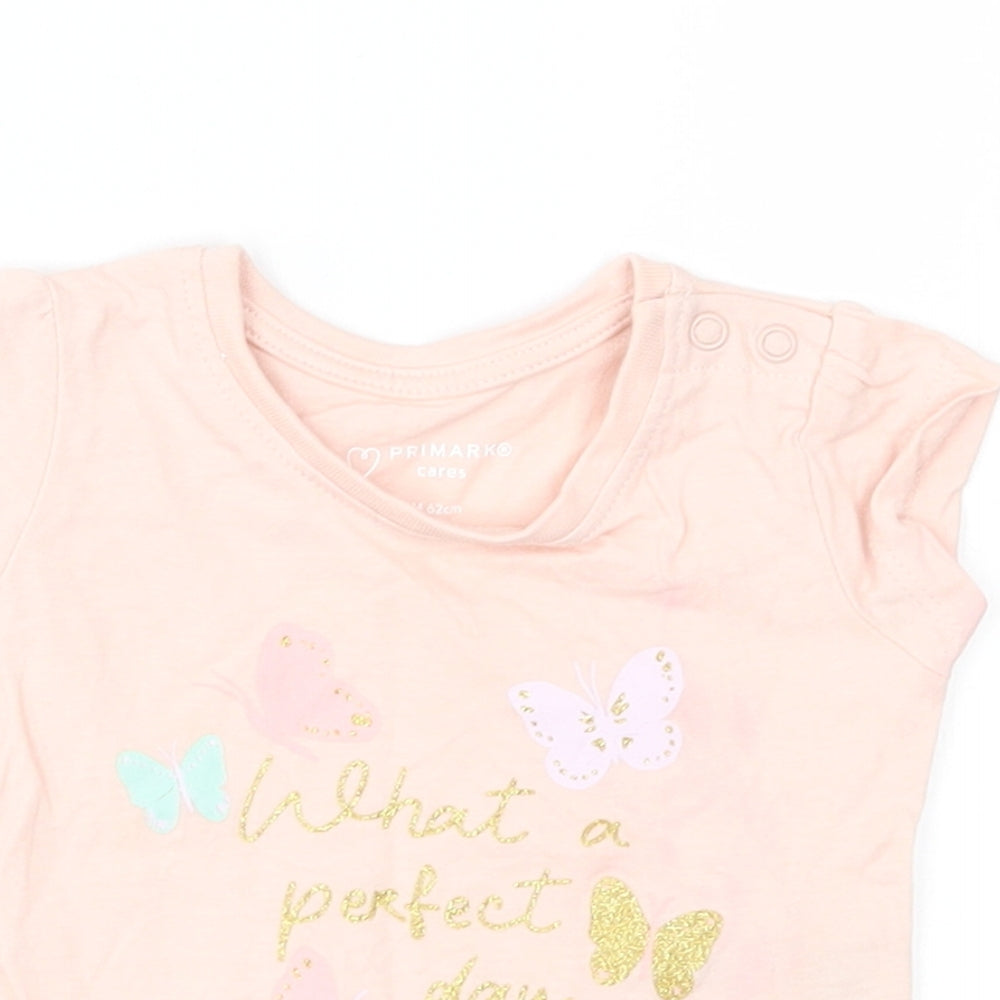 Primark Girls Pink   Basic T-Shirt Size 0-3 Months