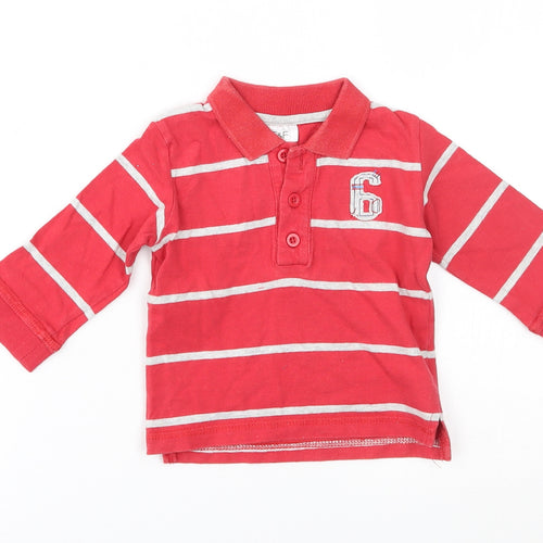 F&F Baby Red Striped  Basic Polo Size 6-9 Months