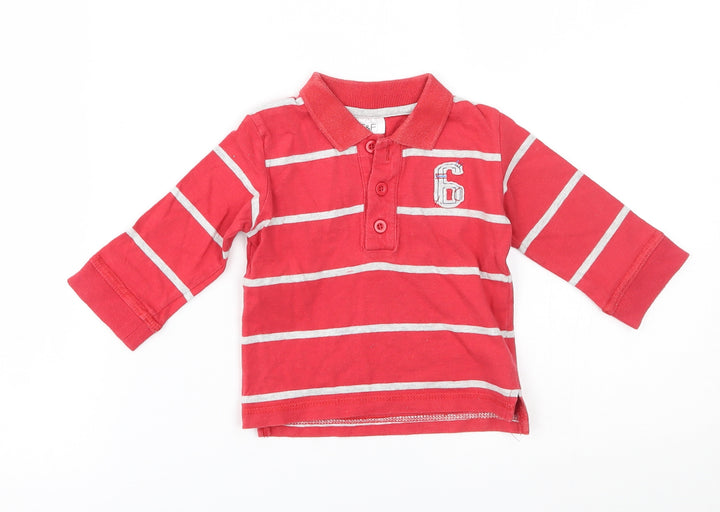 F&F Baby Red Striped  Basic Polo Size 6-9 Months