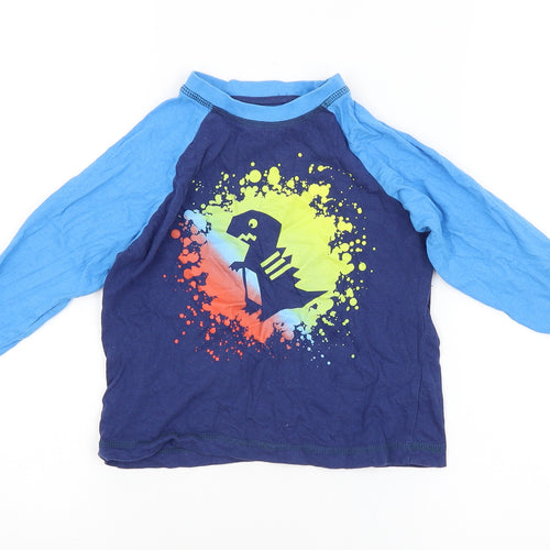 Preworn Boys Blue Chevron   Pyjama Top Size 3-4 Years