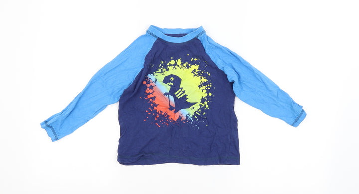 Preworn Boys Blue Chevron Pyjama Top Size 3-4 Years