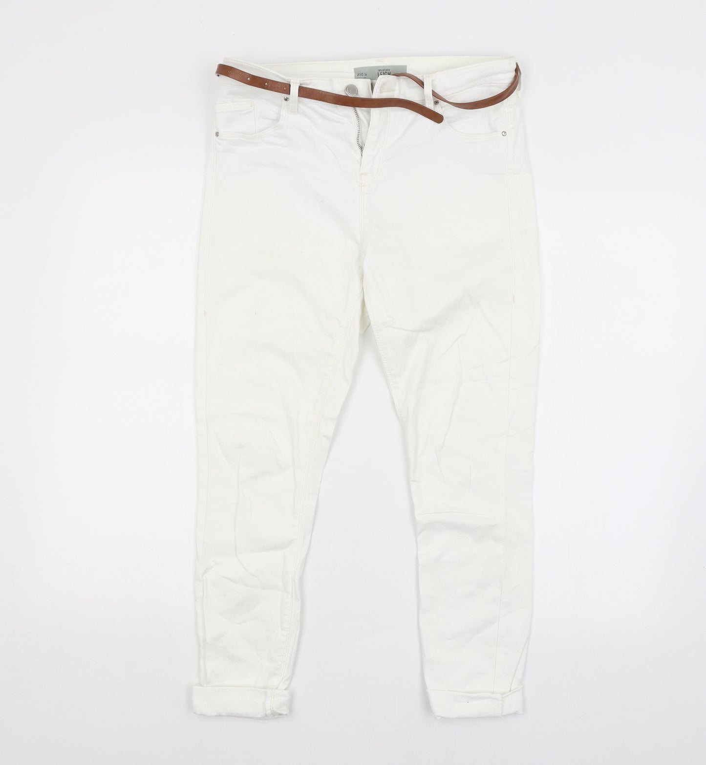 Topshop Womens White   Straight Jeans Size 30 in L30 in