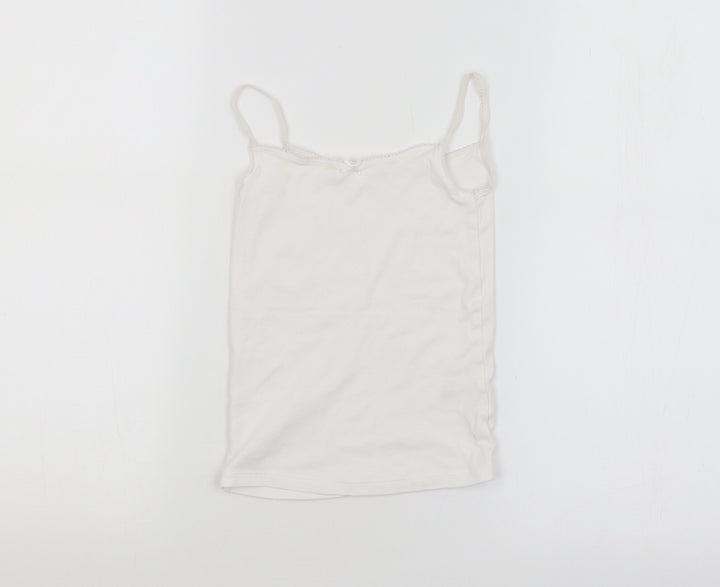 M&S Girls White Basic Tank Size 5-6 Years