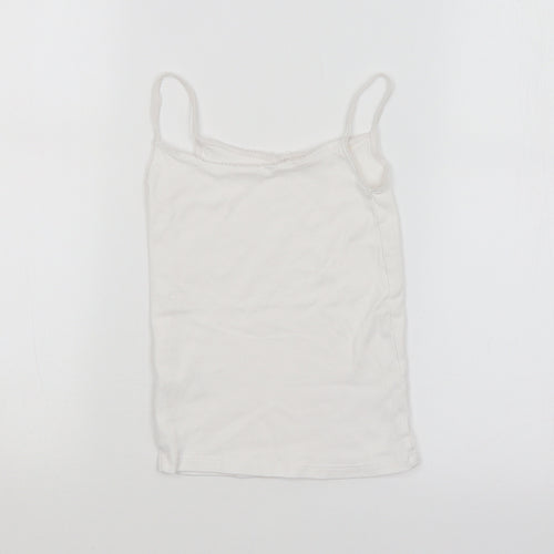 M&S Girls White   Basic Tank Size 5-6 Years