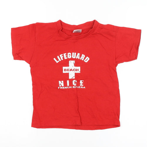 B&C Collection Boys Red   Basic T-Shirt Size 5-6 Years