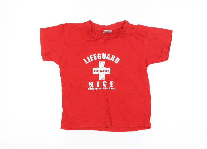 B&C Collection Boys Red   Basic T-Shirt Size 5-6 Years