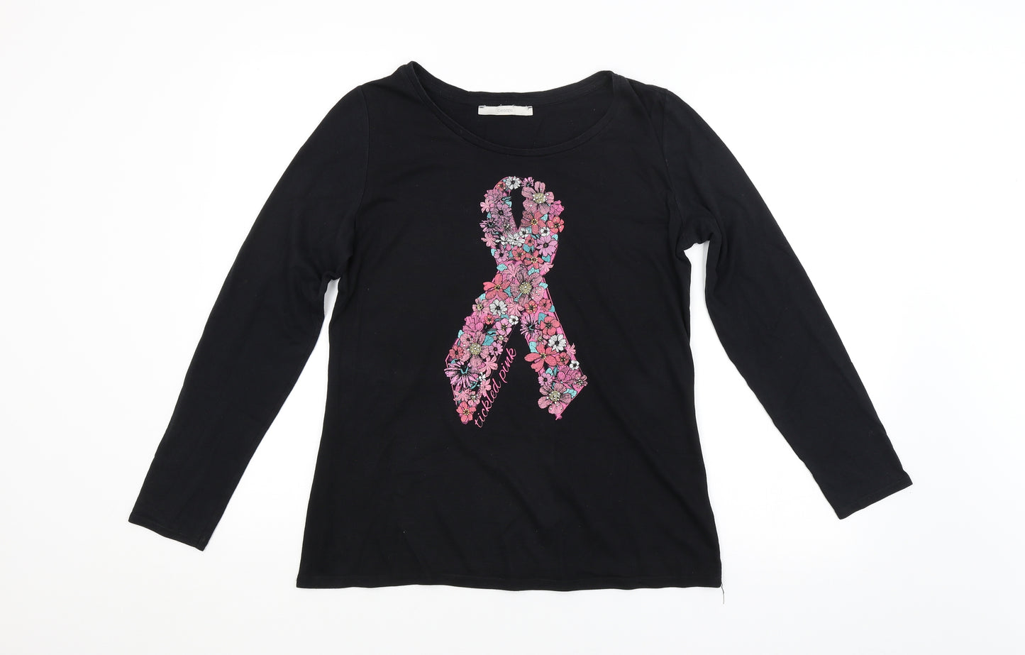 George Womens Black Floral  Basic T-Shirt Size 14  - Tickled Pink