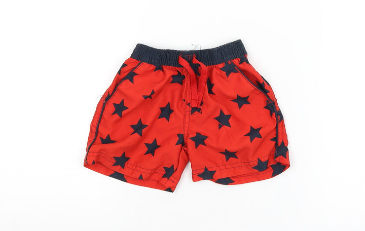 LITTLE REBEL Baby Red Geometric  Cropped Trousers Size 9-12 Months  - STAR PATTERN