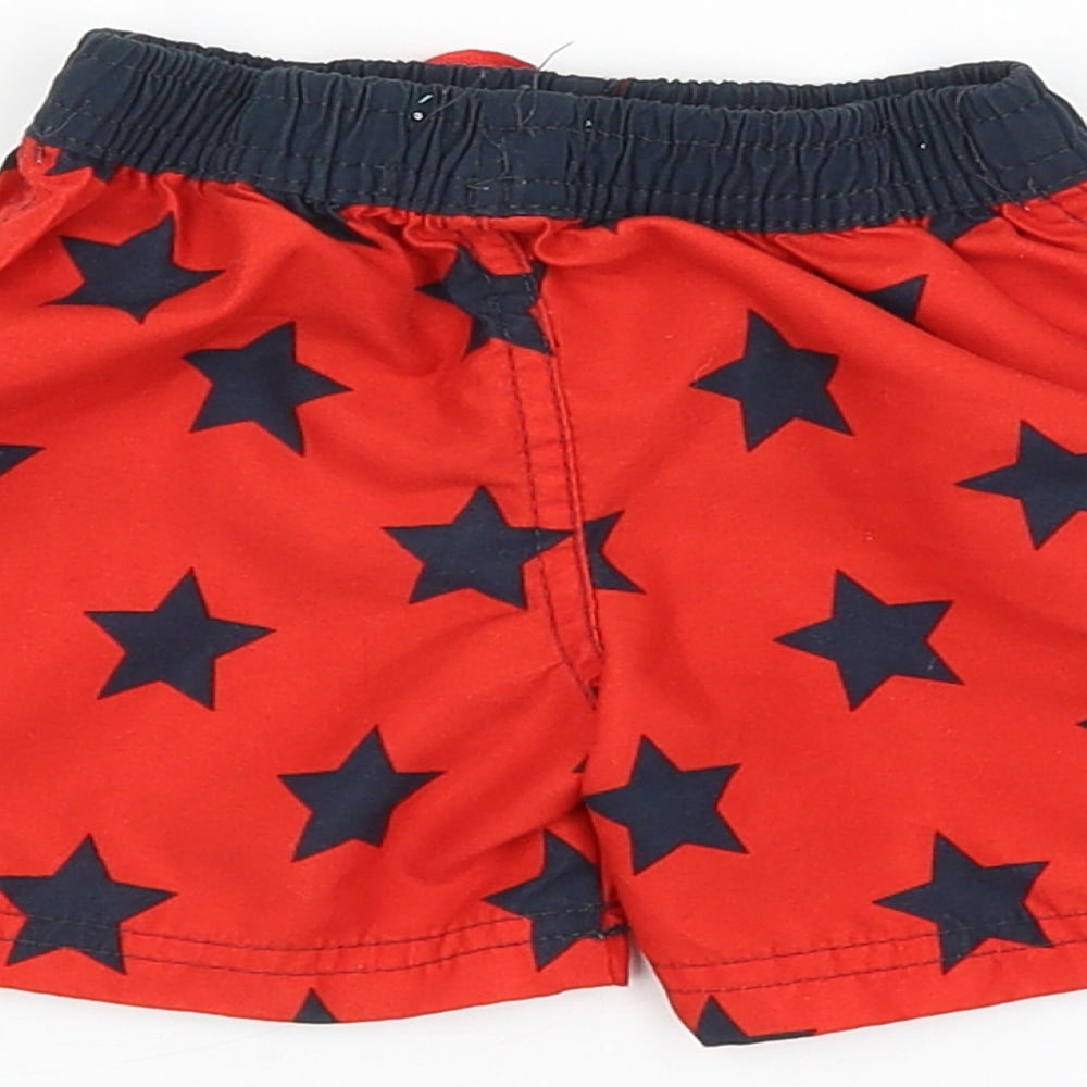 LITTLE REBEL Baby Red Geometric  Cropped Trousers Size 9-12 Months  - STAR PATTERN