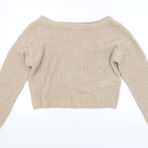 Missguided Womens Beige Check  Pullover Jumper