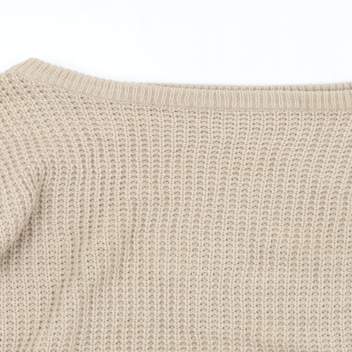 Missguided Womens Beige Check  Pullover Jumper