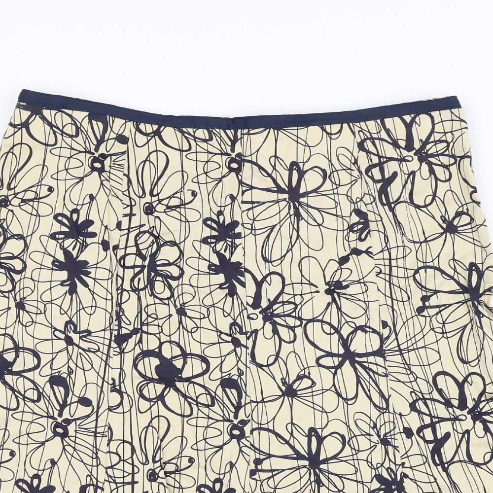 Katies Womens Beige Floral  A-Line Skirt Size 14