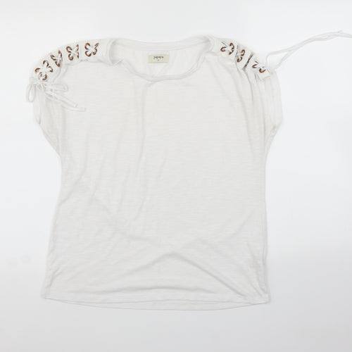 papayAa Womens White   Basic T-Shirt Size 10