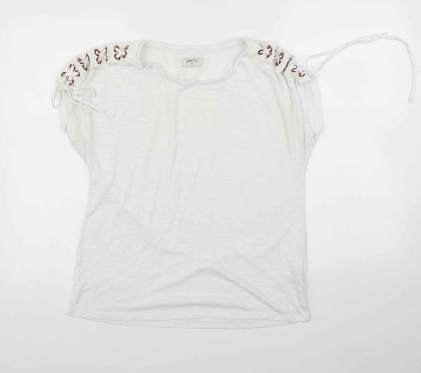 papayAa Womens White   Basic T-Shirt Size 10