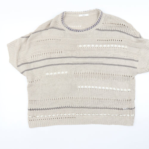 Marks and Spencer Womens Beige Striped  Pullover Jumper Size 18