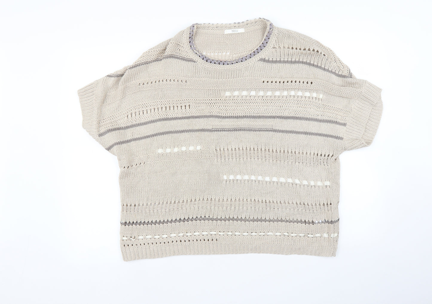 Marks and Spencer Womens Beige Striped  Pullover Jumper Size 18