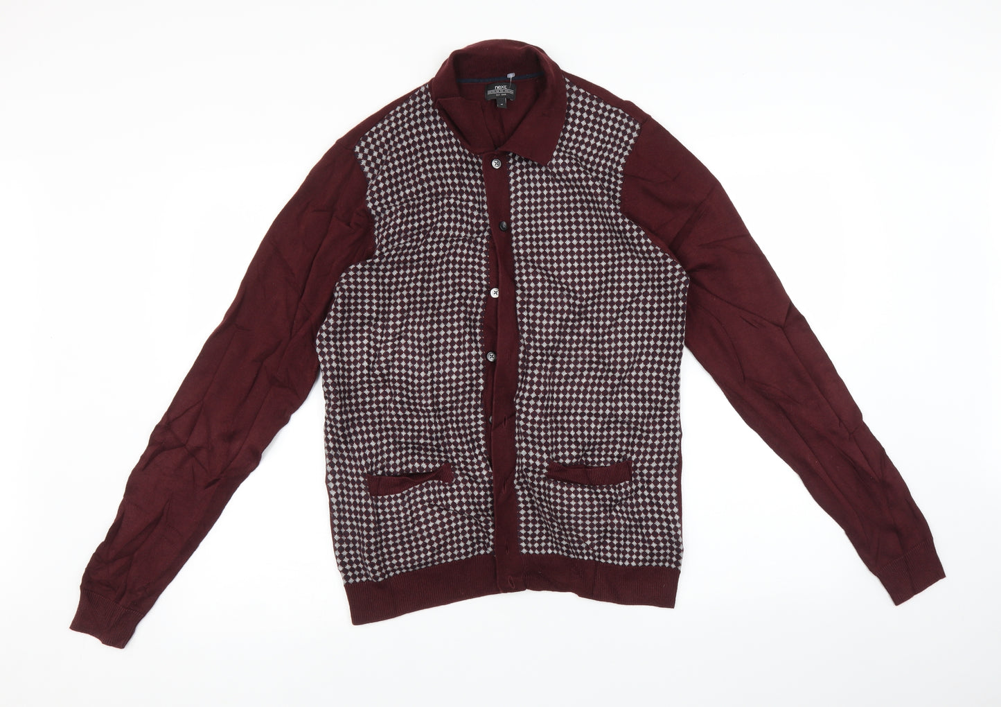 NEXT Mens Multicoloured Argyle/Diamond  Cardigan Jumper Size M