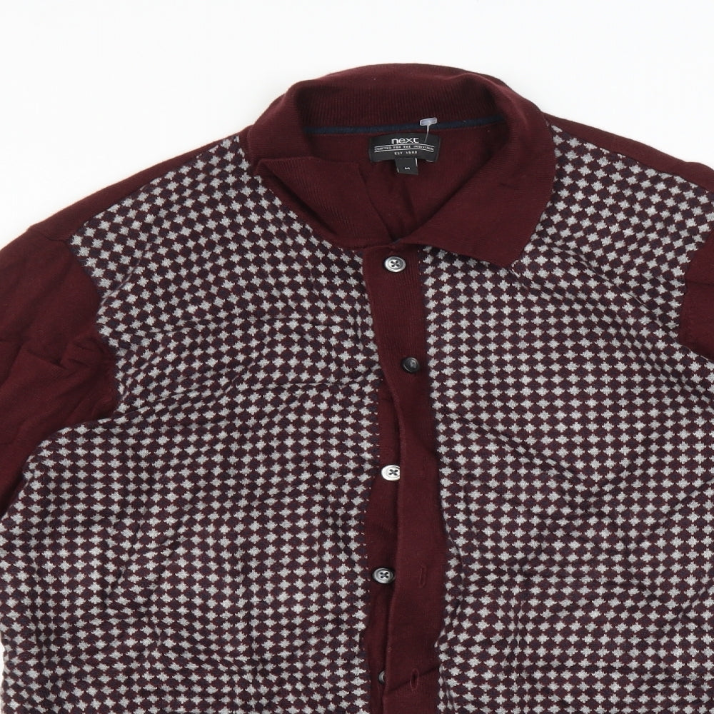 NEXT Mens Multicoloured Argyle/Diamond  Cardigan Jumper Size M