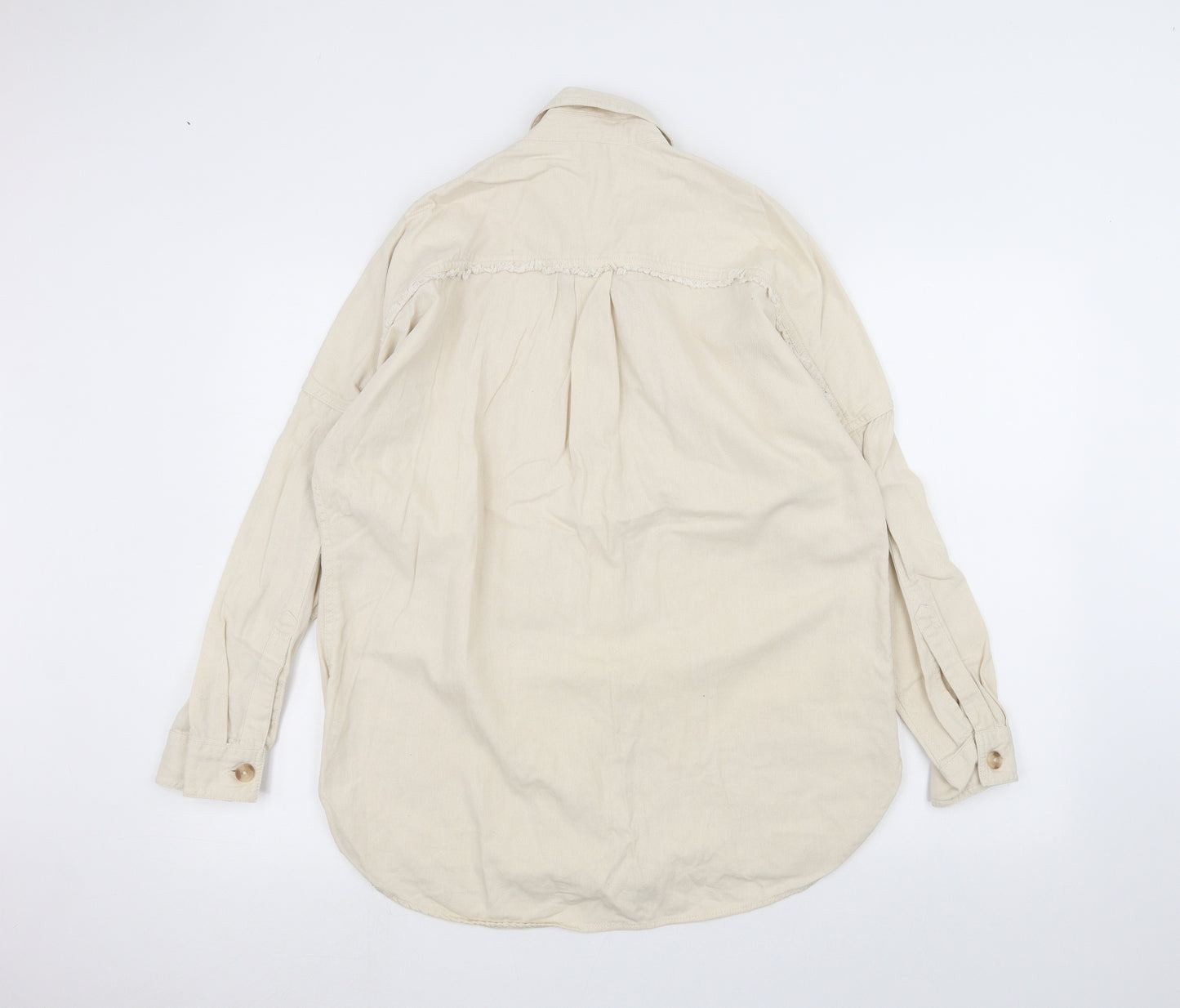 River Island Mens Beige    Dress Shirt Size S  - ripped details