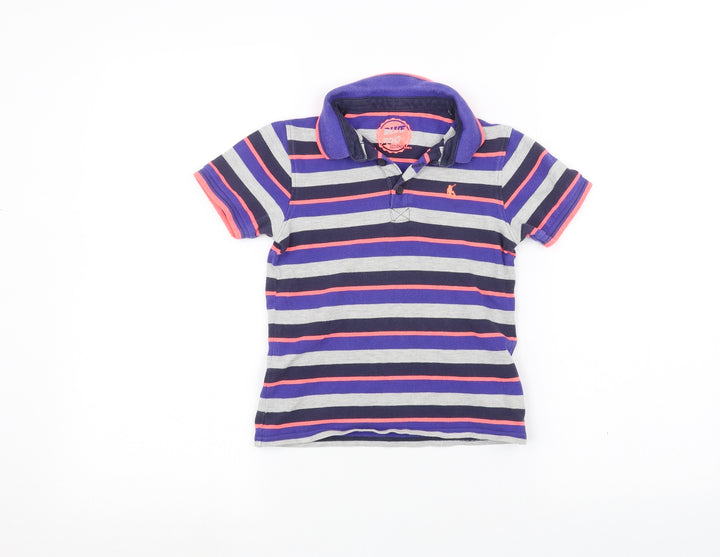 Blue Zoo Girls Grey Striped Basic Polo Size 7-8 Years