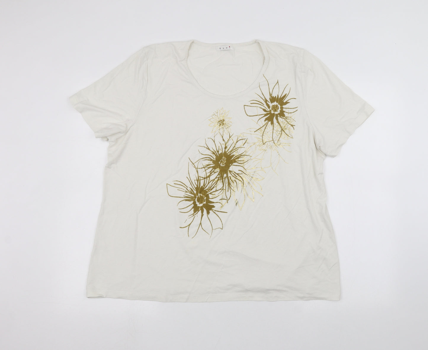 ELVI Womens White   Basic T-Shirt Size S