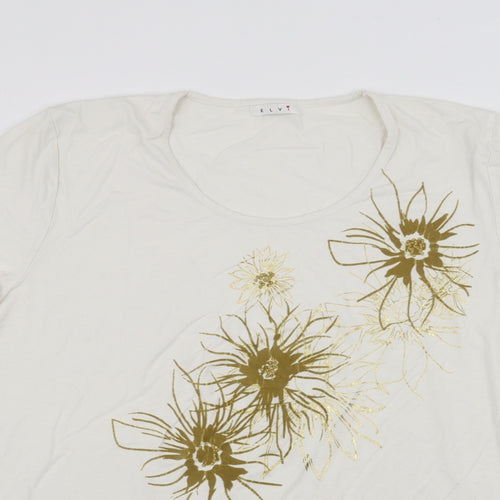 ELVI Womens White   Basic T-Shirt Size S