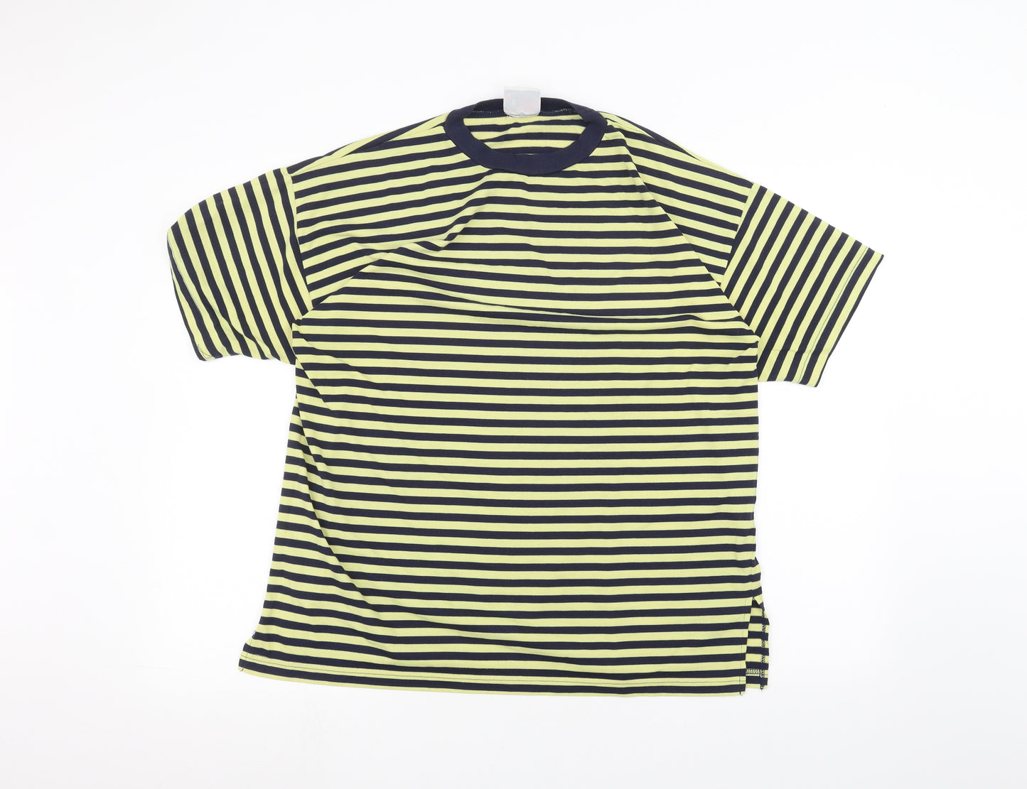 Poppy Mens Yellow Striped   T-Shirt Size L