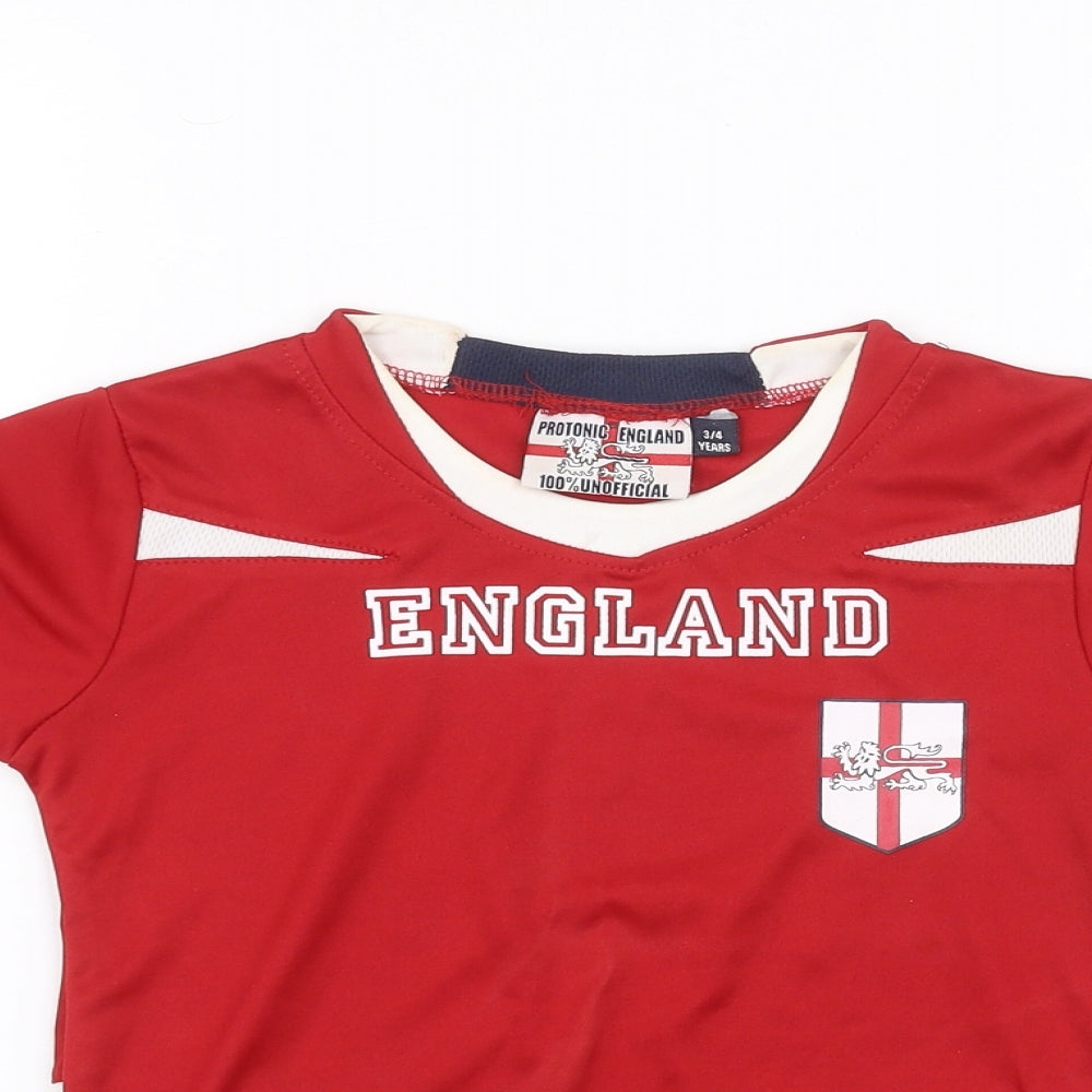 Protonic england Boys Red   Basic T-Shirt Size 3-4 Years  - England