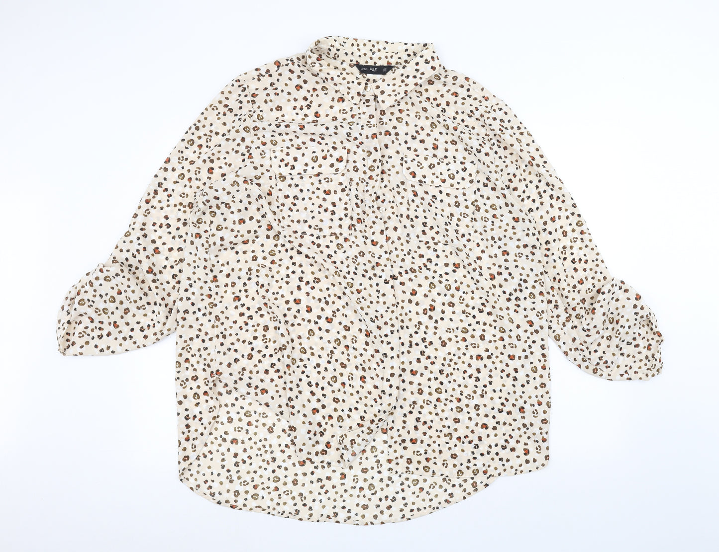 F&F Womens Brown Animal Print  Basic Button-Up Size 22