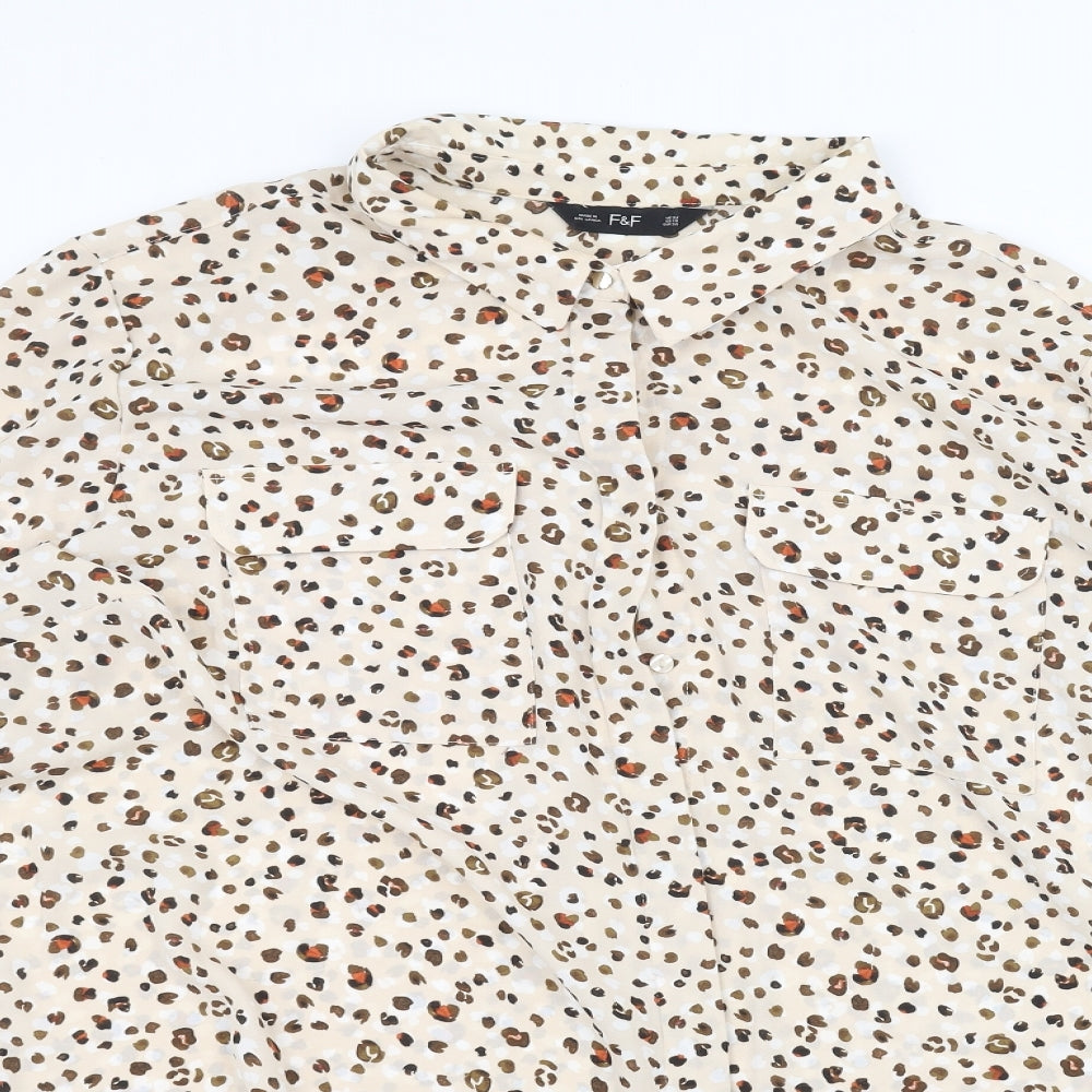 F&F Womens Brown Animal Print  Basic Button-Up Size 22