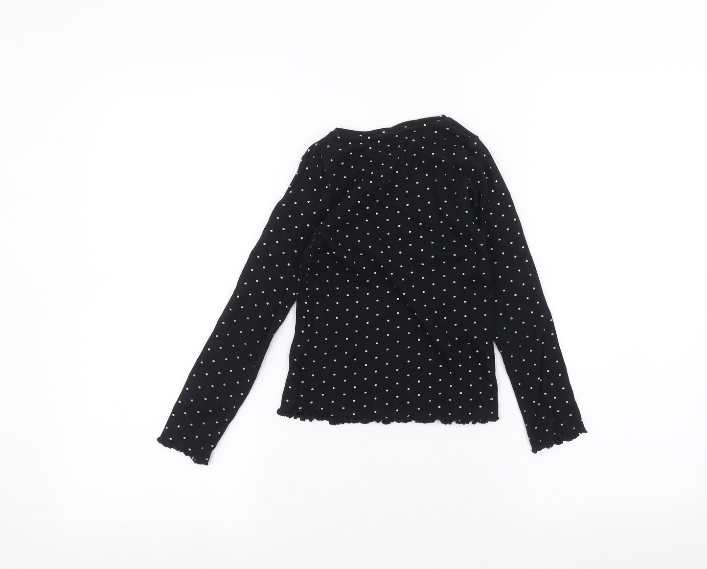 F&F Girls Black Polka Dot  Basic T-Shirt Size 7-8 Years