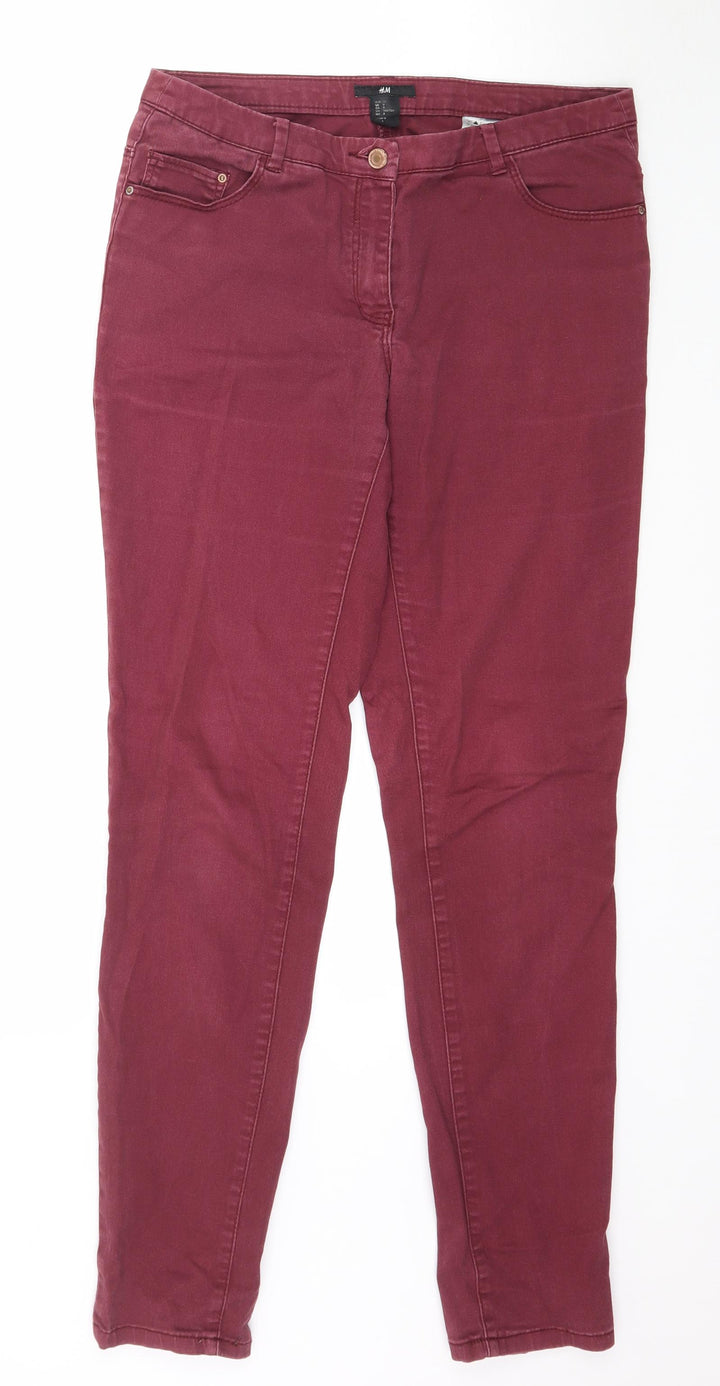 H&M Womens Red Denim Skinny Jeans Size 10 L30 in